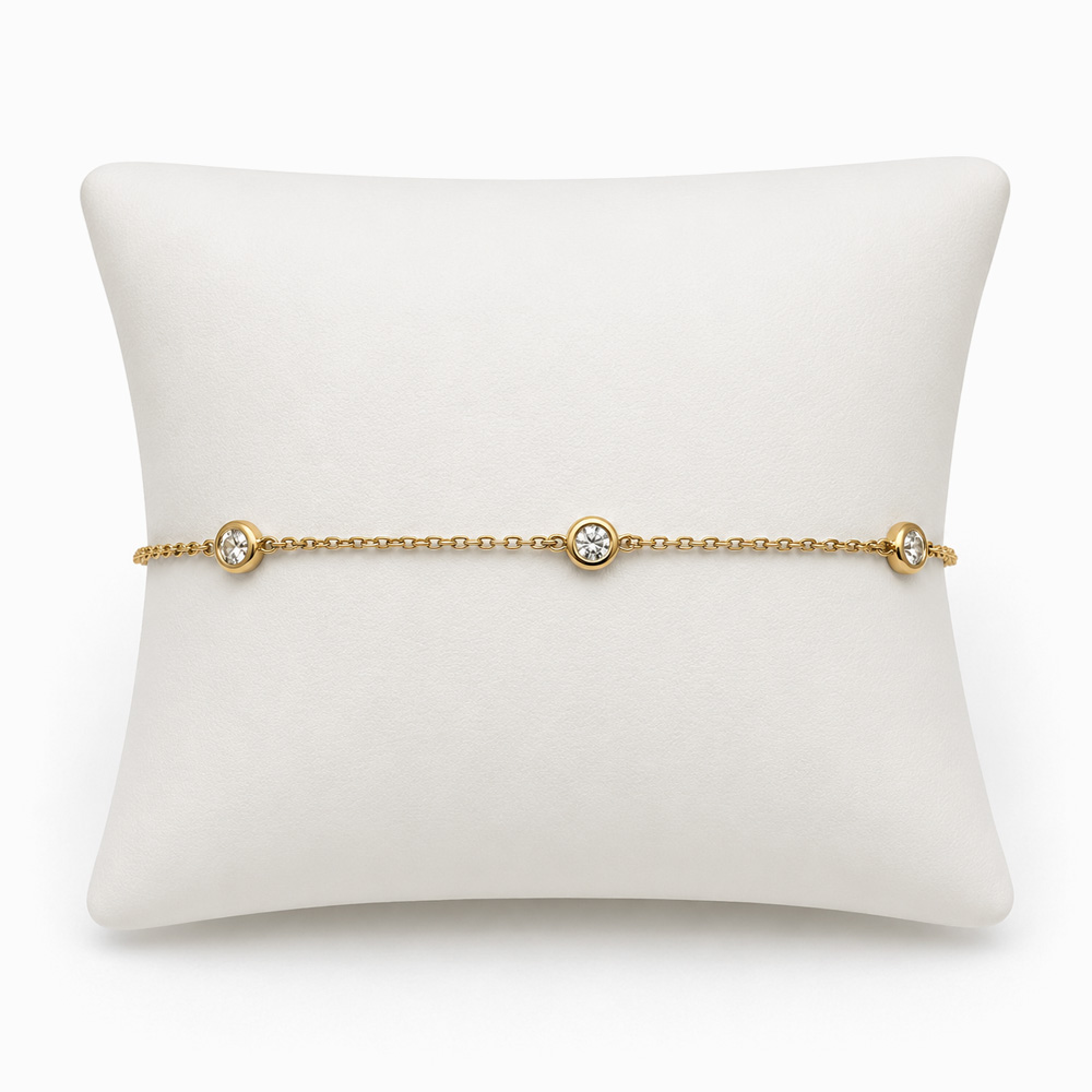Pulsera de Oro Amarillo con Estaciones de Diamantes - Imagen 2
