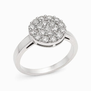 Anillo cluster de diamantes en oro blanco