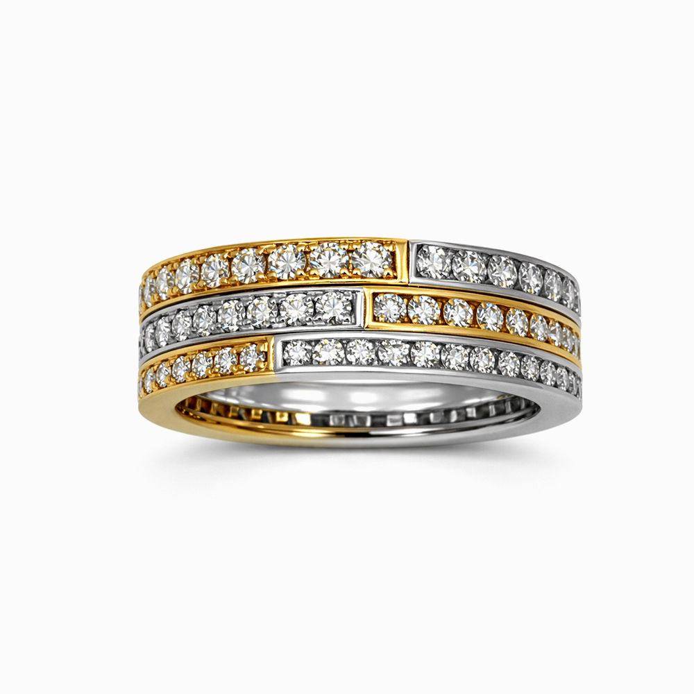 Anillo Bicolor de Oro y Diamantes