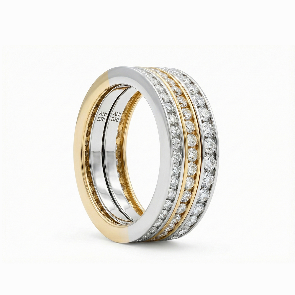 Anillo Bicolor de Oro y Diamantes - Imagen 4