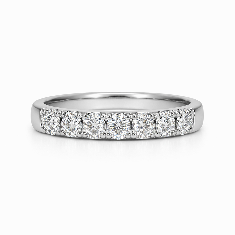 Medio Cintillo Clásico de Oro Blanco y Diamantes - Imagen 3
