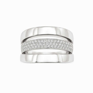 Anillo de Volúmenes en Oro Blanco con Diamantes