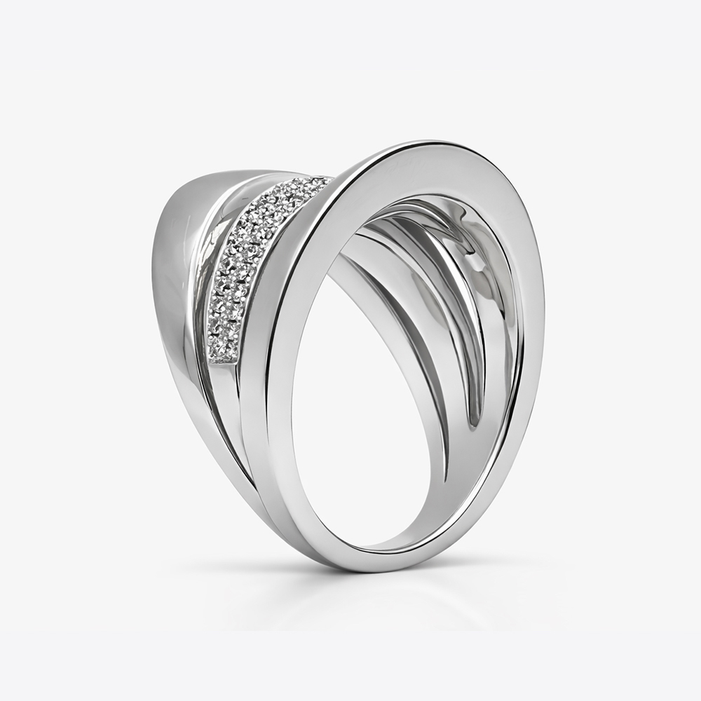 Anillo de Volúmenes en Oro Blanco con Diamantes - Imagen 2