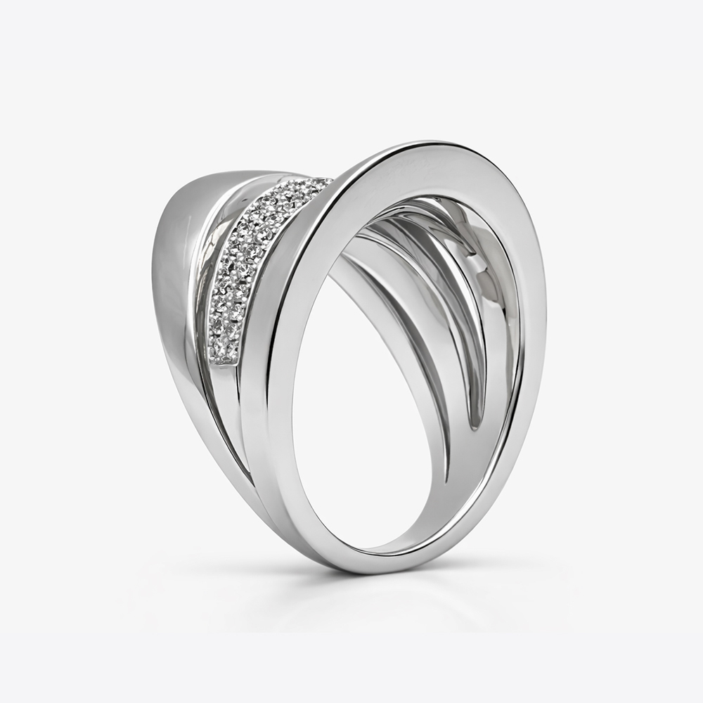 Anillo de Volúmenes en Oro Blanco con Diamantes - Imagen 4