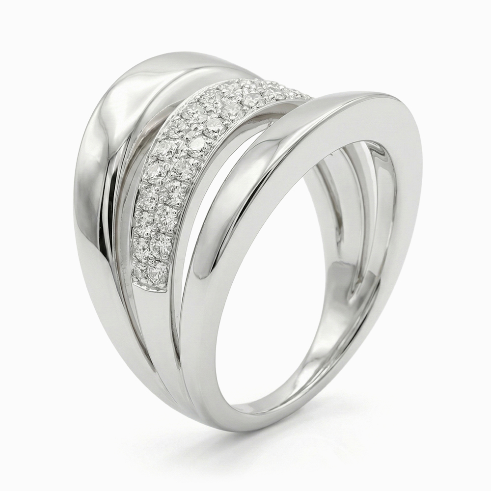 Anillo de Volúmenes en Oro Blanco con Diamantes - Imagen 5