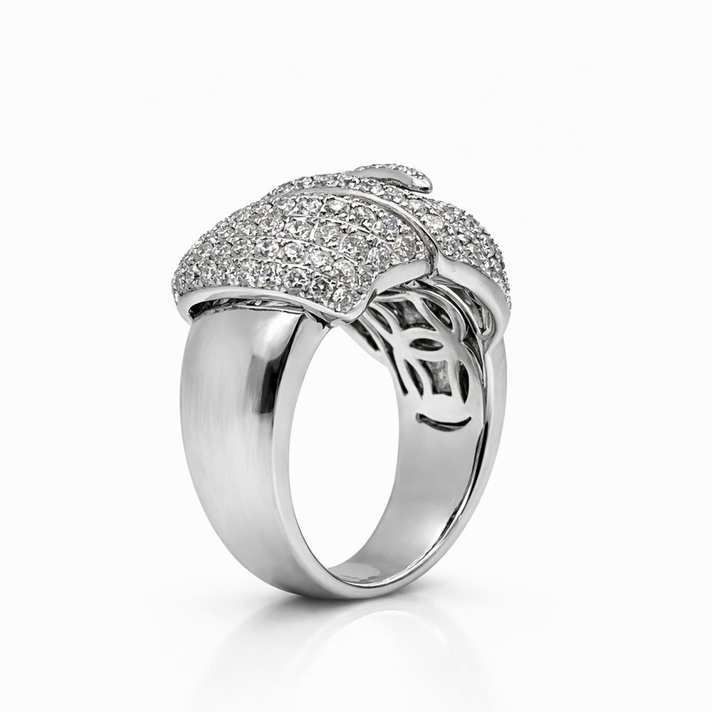 Anillo de Oro Blanco con Diseño Entrelazado y Diamantes - Imagen 2