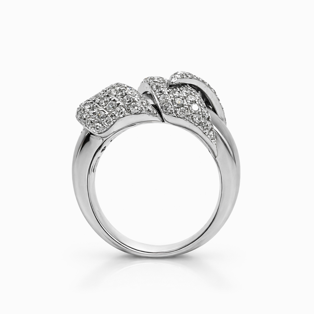 Anillo de Oro Blanco con Diseño Entrelazado y Diamantes - Imagen 3