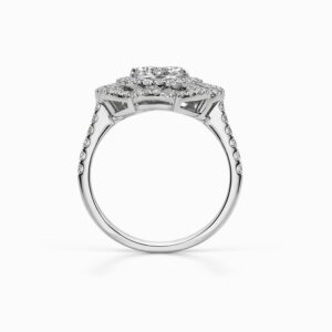 Anillo Floral de Oro Blanco con Diamantes