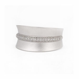 Anillo de Oro Blanco con Franja de Diamantes