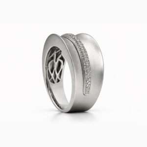 Anillo de Oro Blanco con Franja de Diamantes