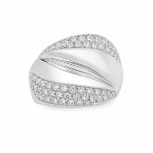Anillo de Oro Blanco con Diseño Envolvente y Diamantes