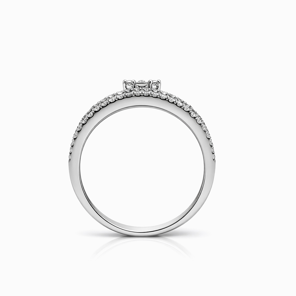 Anillo de diamantes pavé con solitario en oro blanco - Imagen 2