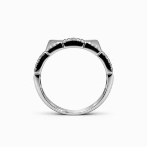 Anillo de Oro Blanco con Tachas y Diamantes