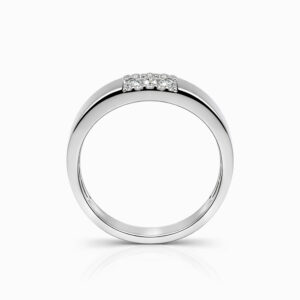 Anillo de diamantes pavé en oro blanco banda ancha minimalista