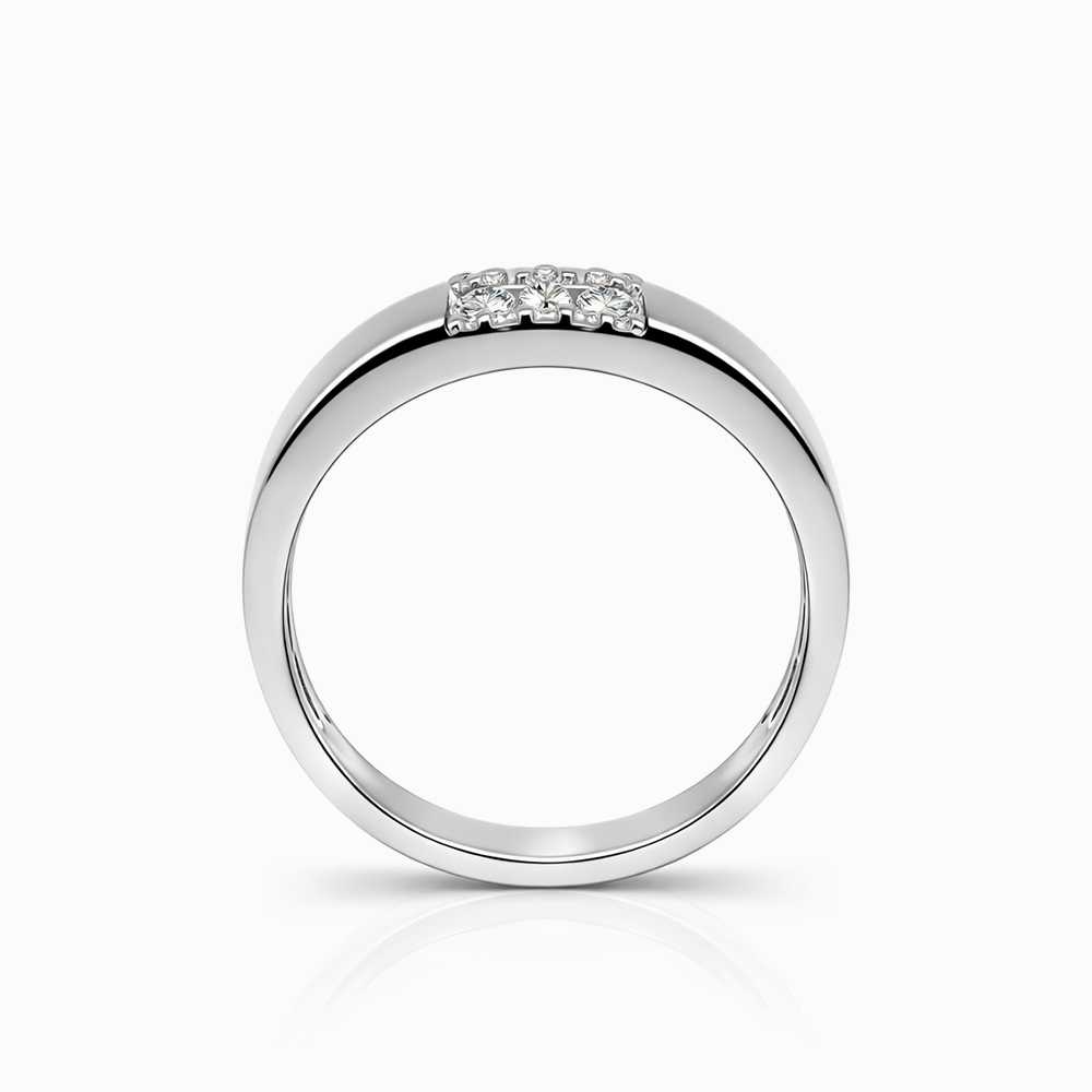 Anillo de diamantes pavé en oro blanco banda ancha minimalista - Imagen 2