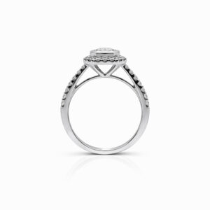 Anillo Halo de Oro Blanco con Diamante Corte Asscher