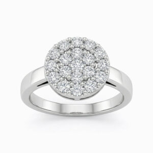 Anillo cluster de diamantes en oro blanco