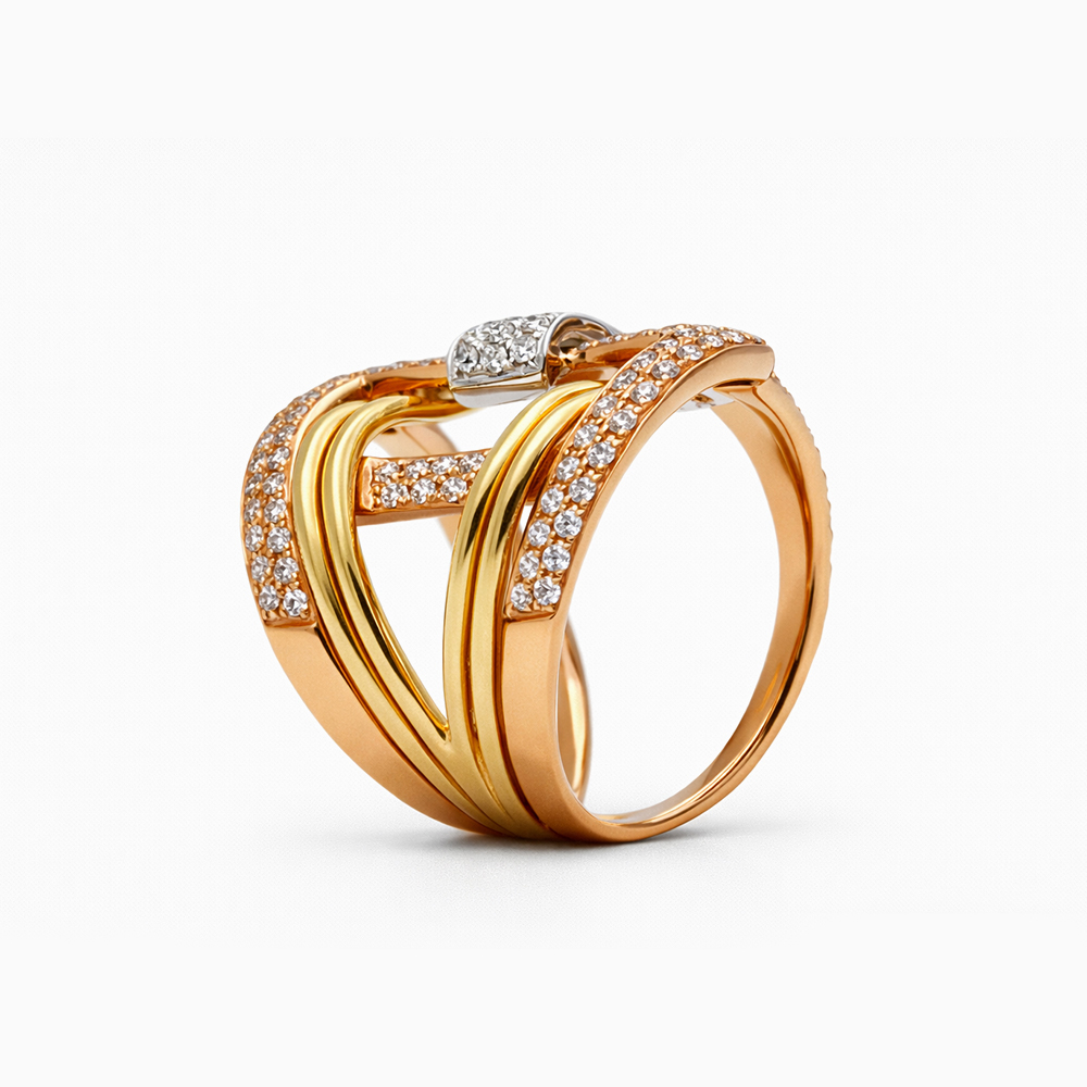Anillo Hebilla en Tres Tonos de Oro y Diamantes - Imagen 3