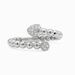 Anillo esferas en oro blanco con detalles de diamantes