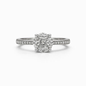 Anillo de Compromiso de Oro Blanco y Diamantes