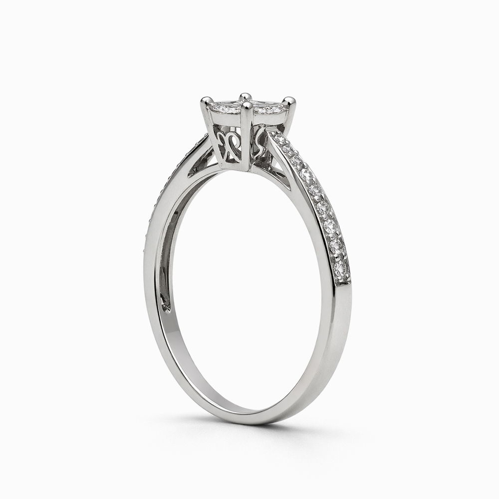 Anillo de Compromiso de Oro Blanco y Diamantes - Imagen 2