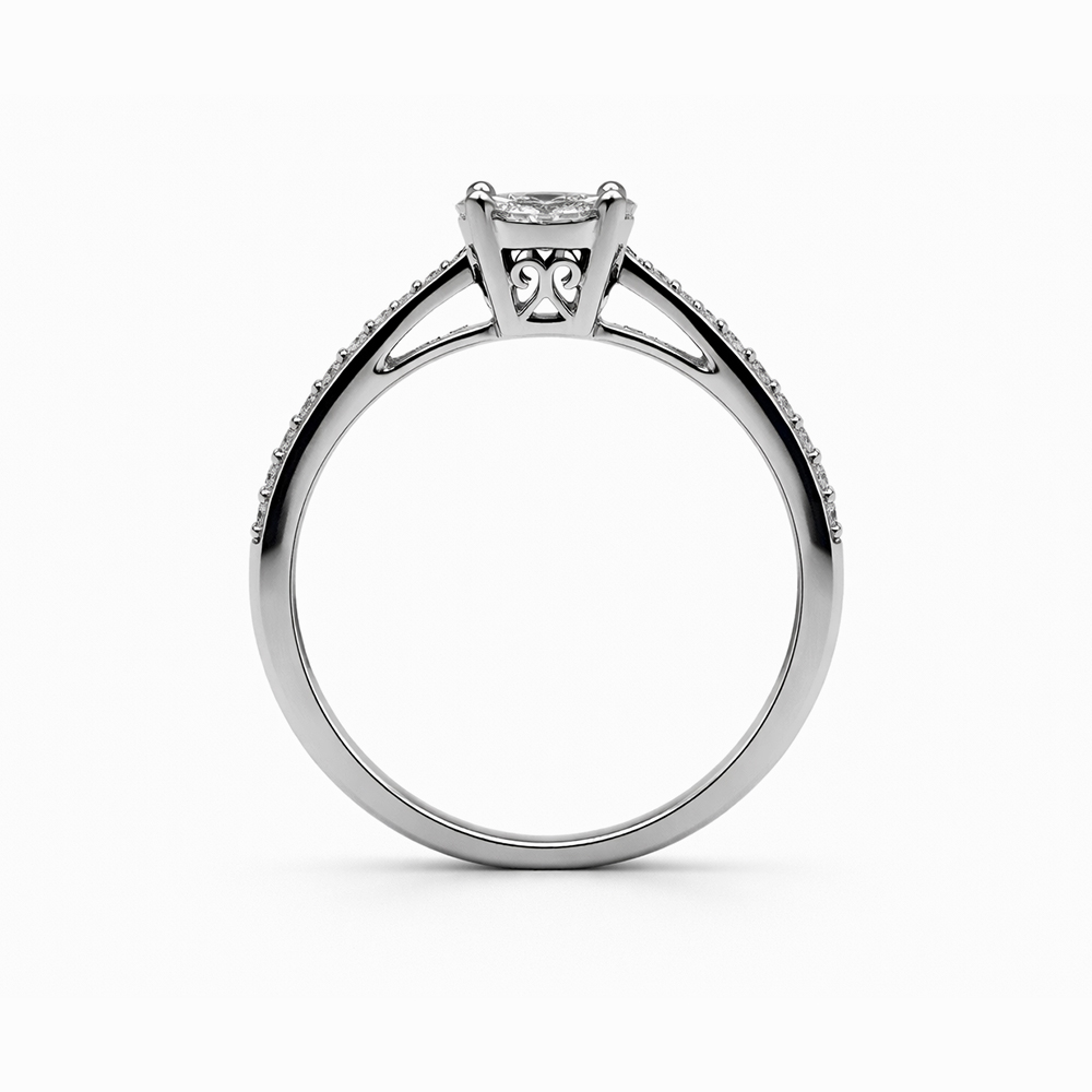 Anillo de Compromiso de Oro Blanco y Diamantes - Imagen 3