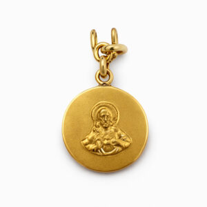 Medalla Sagrado Corazón de Jesús oro colgante religioso clásico