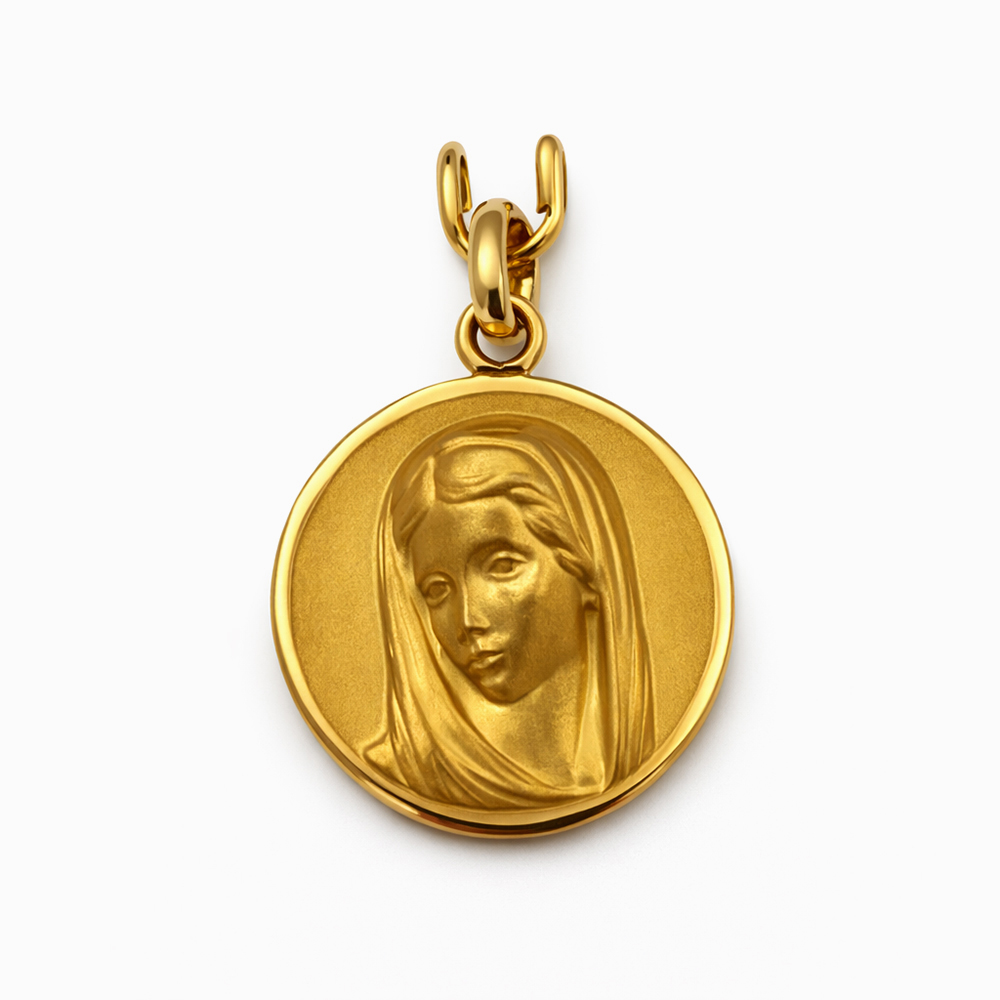 Medalla Virgen María oro colgante religioso clásico