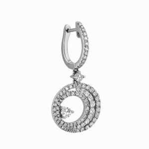 Aros de Oro Blanco con Diseño Circular en Pavé