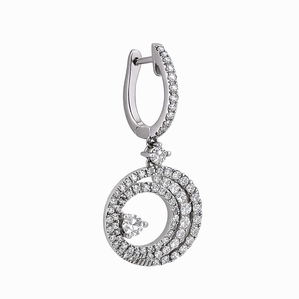 Aros de Oro Blanco con Diseño Circular en Pavé - Imagen 2