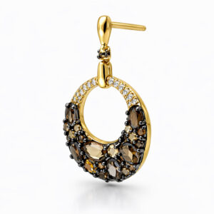 Aros Colgantes de Oro Amarillo con Topacios y Diamantes