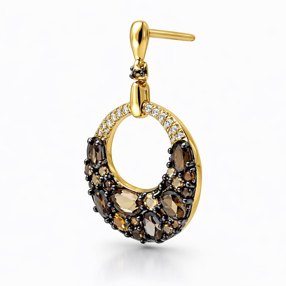 Aros Colgantes de Oro Amarillo con Topacios y Diamantes - Imagen 2