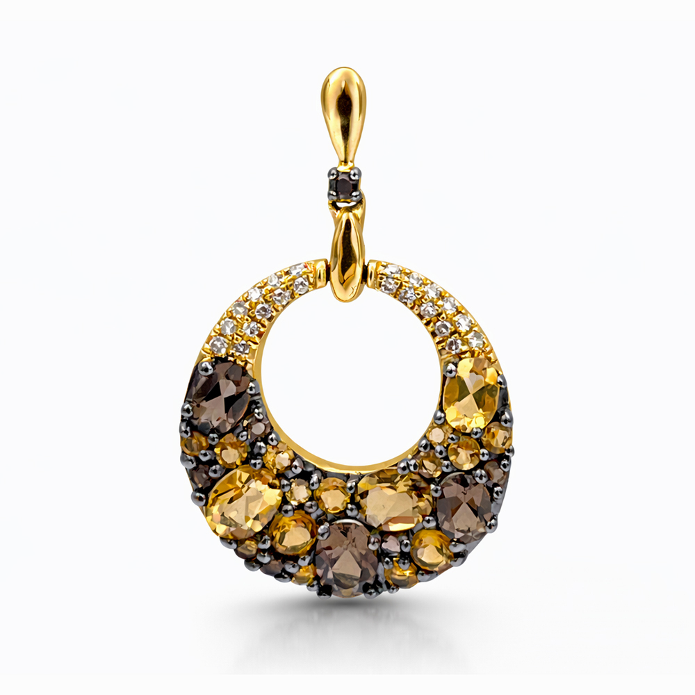 Aros Colgantes de Oro Amarillo con Topacios y Diamantes - Imagen 3