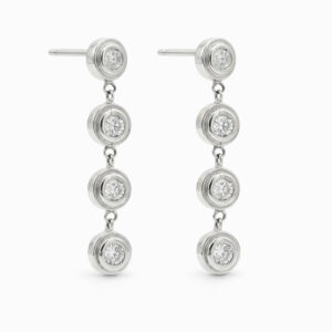 Aros colgantes de oro blanco con diamantes redondos