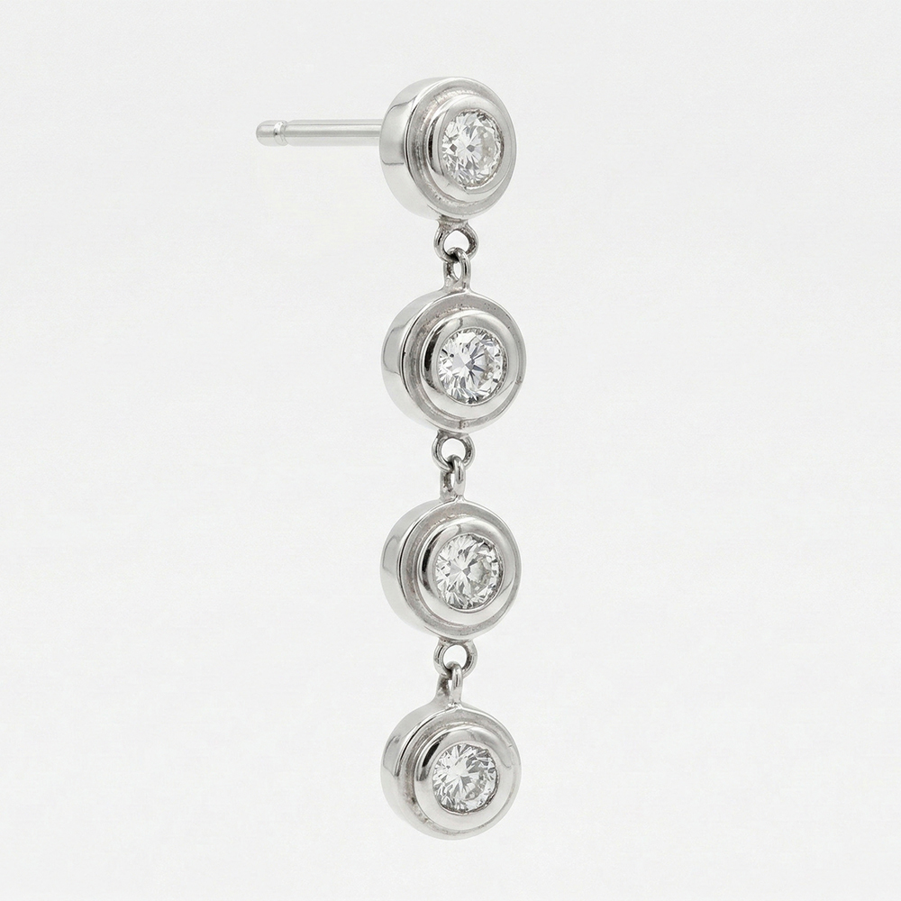 Aros colgantes de oro blanco con diamantes redondos - Imagen 3
