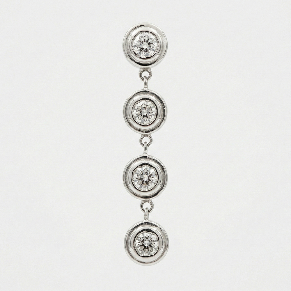 Aros colgantes de oro blanco con diamantes redondos - Imagen 4
