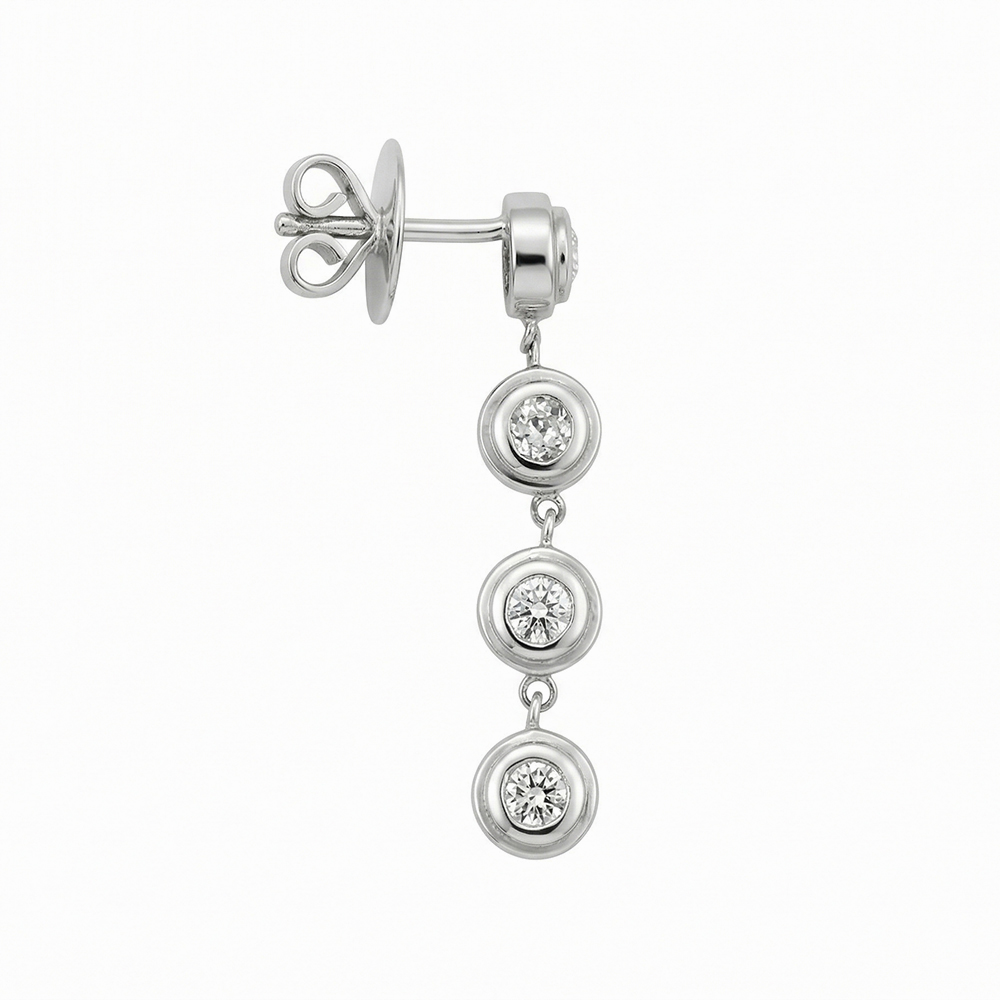 Aros colgantes de oro blanco con diamantes redondos - Imagen 5