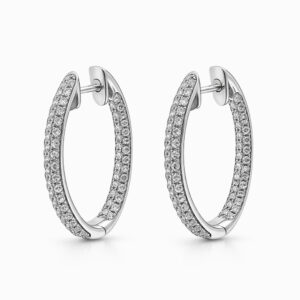 Aros de aro oro blanco con diamantes pavé elegantes