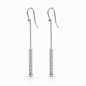 Aros colgantes de oro blanco con esferas texturadas