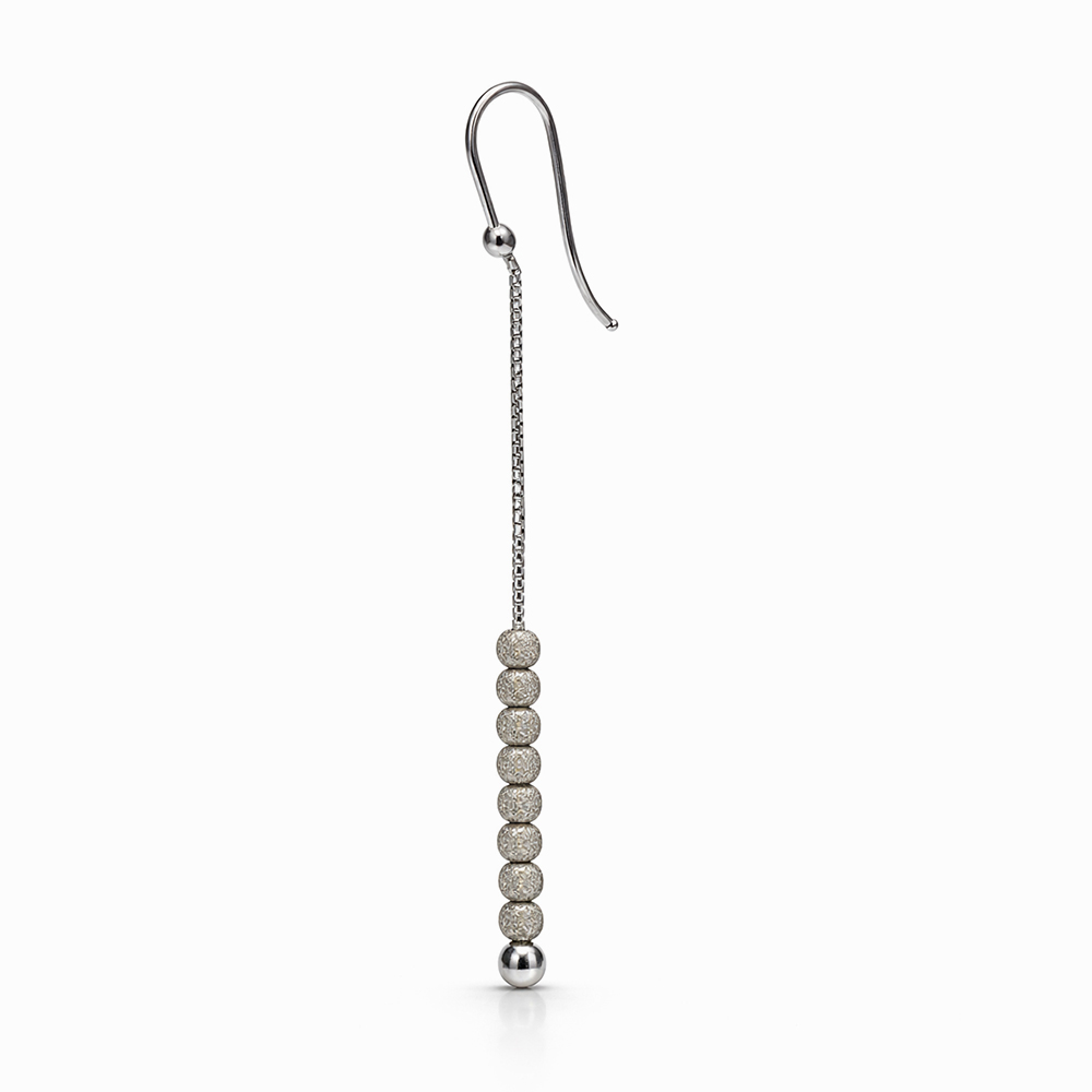 Aros colgantes de oro blanco con esferas texturadas - Imagen 2
