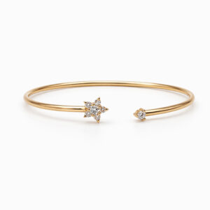 Esclava de oro con diamantes diseño estrella elegante
