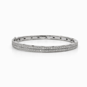 Esclava de Oro Blanco con Doble Línea de Diamantes