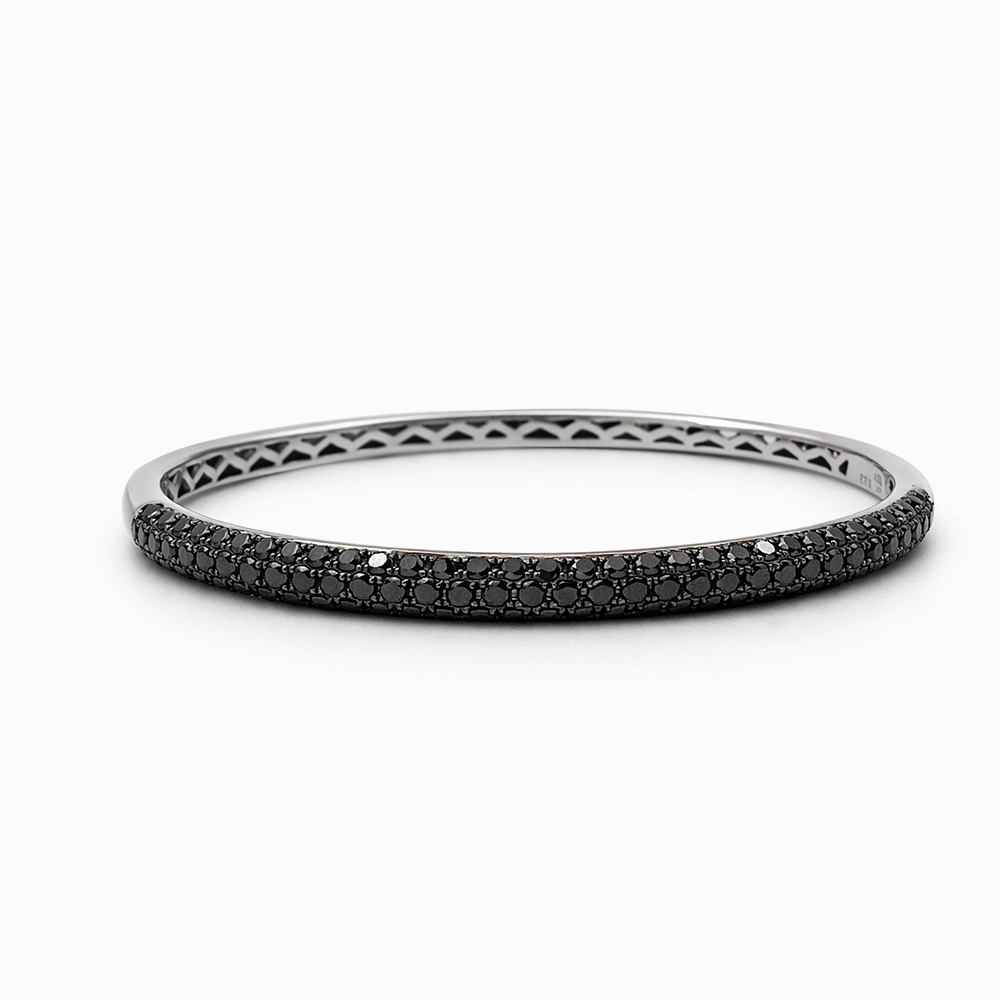 Esclava de Oro Blanco con Diamantes Negros