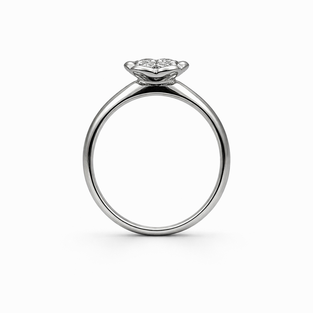 Anillo floral de oro blanco y diamantes - Imagen 2