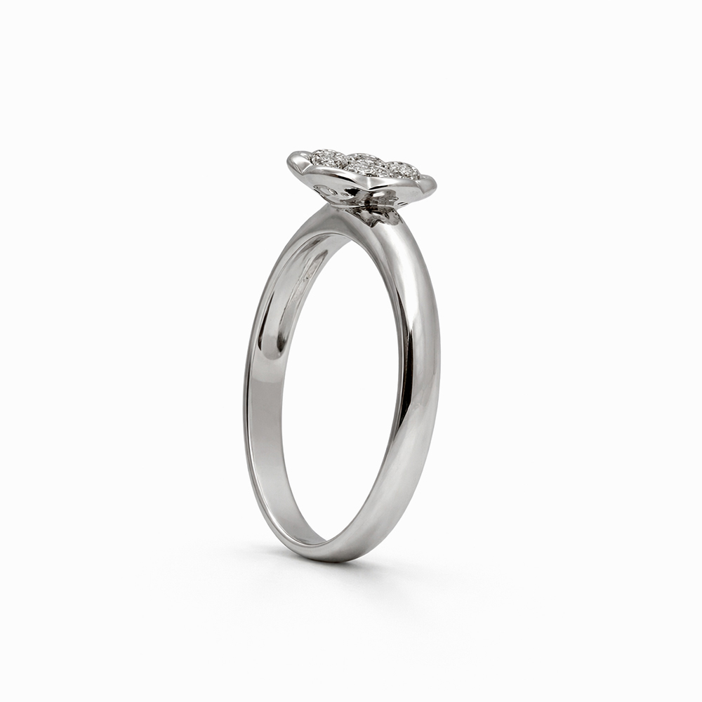 Anillo floral de oro blanco y diamantes - Imagen 3