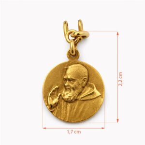 Medalla Padre Pío en oro colgante religioso