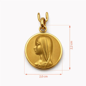 Medalla Virgen María perfil oro colgante religioso