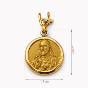 Medalla Sagrado Corazón de Jesús en oro colgante religioso