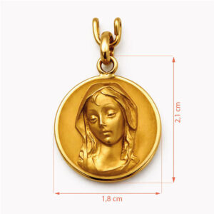 Medalla Virgen María rostro clásico oro colgante religioso