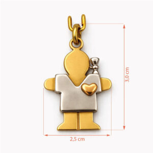 Colgante niña oro figura con corazón joyería